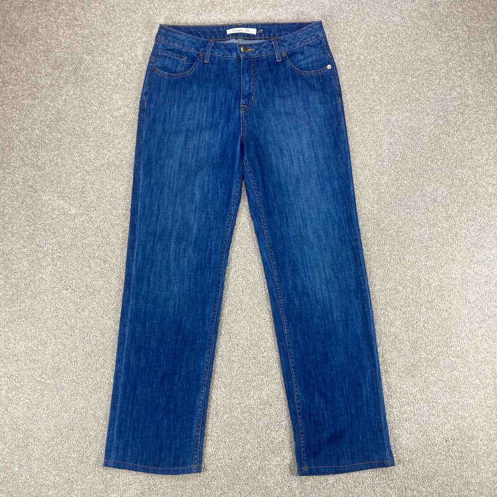 Christopher Blue Straight Leg Jeans Women 10 Blue Medium Wash USA Stretch Denim